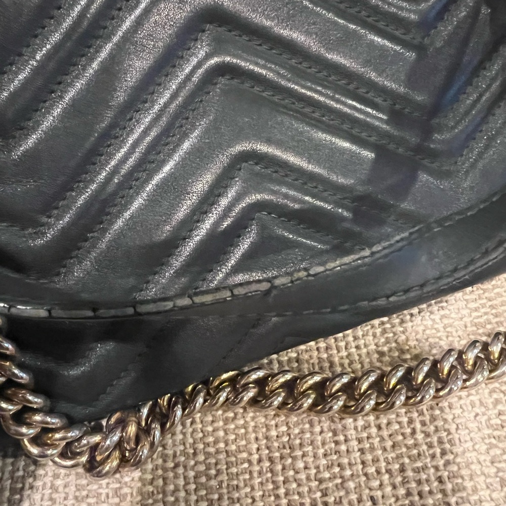 SOLD Gucci black Marmont handbag shoulder bag large chain strap - Picture 2 of 15